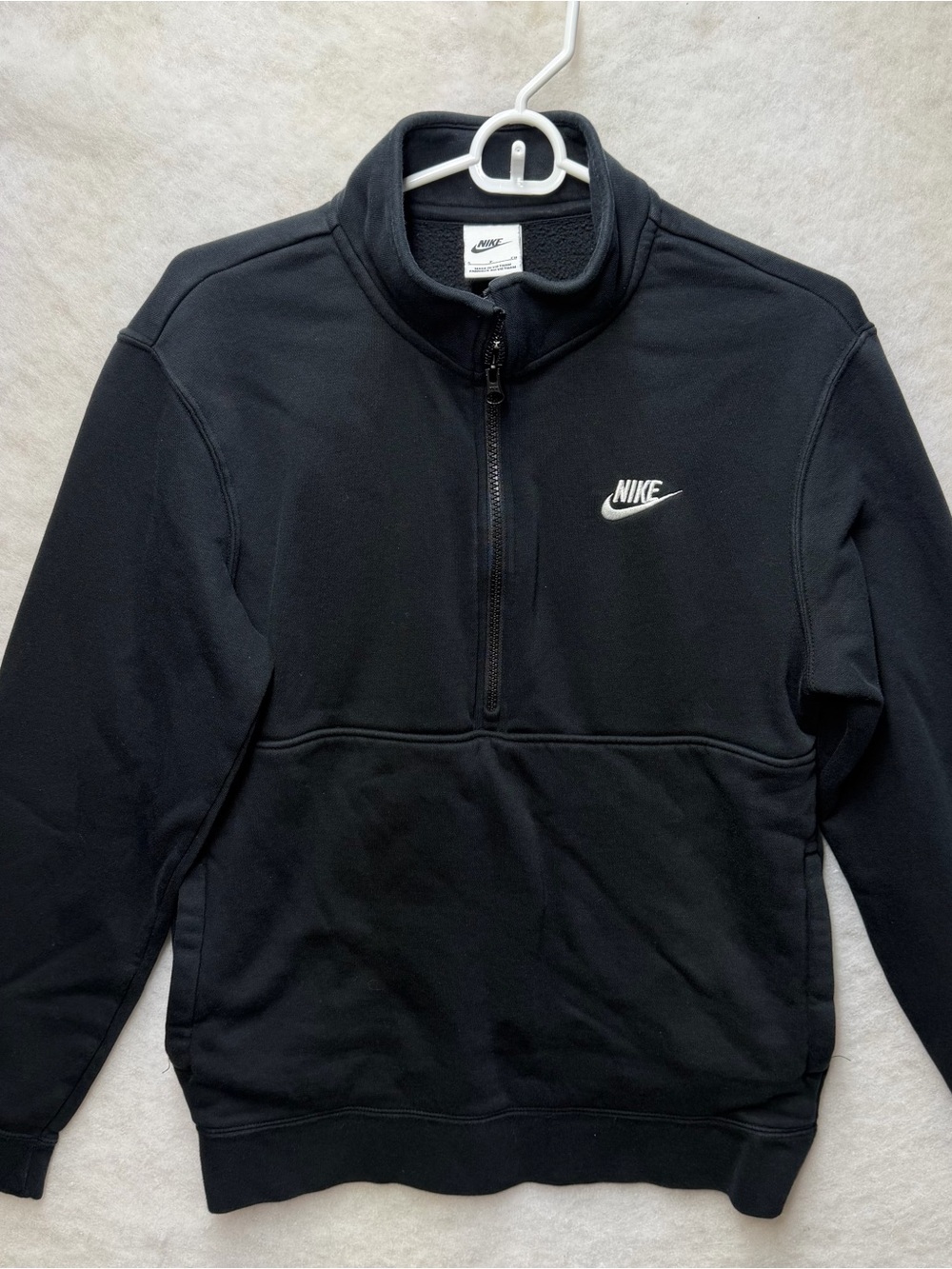 Nike Sportswear Club Men's Brushed-Back 1/2-Zip Pullover Black SM Cotton Blend